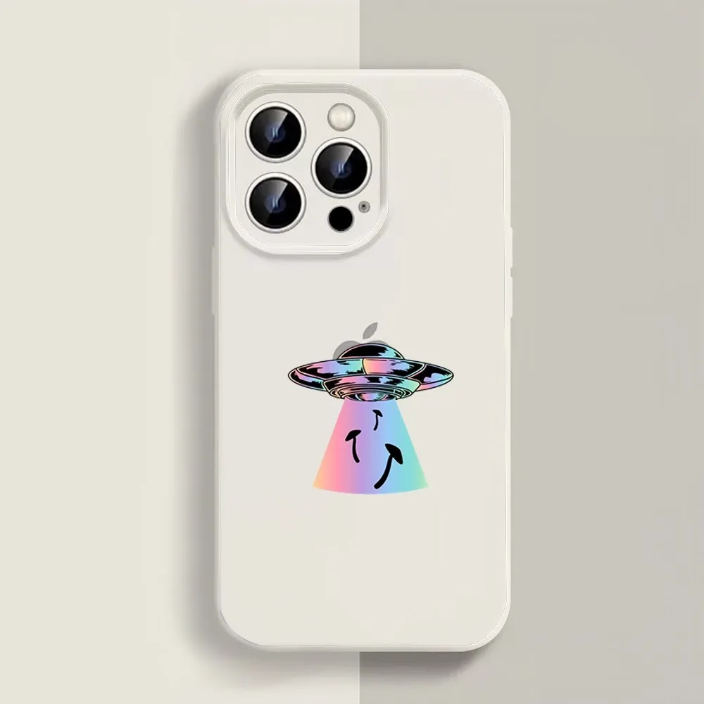 Funny Alien Phone Case For Iphone 11 13 14 15 16 Pro Max X Xr Xs Max Se2020 12mini White Cover Case image 4
