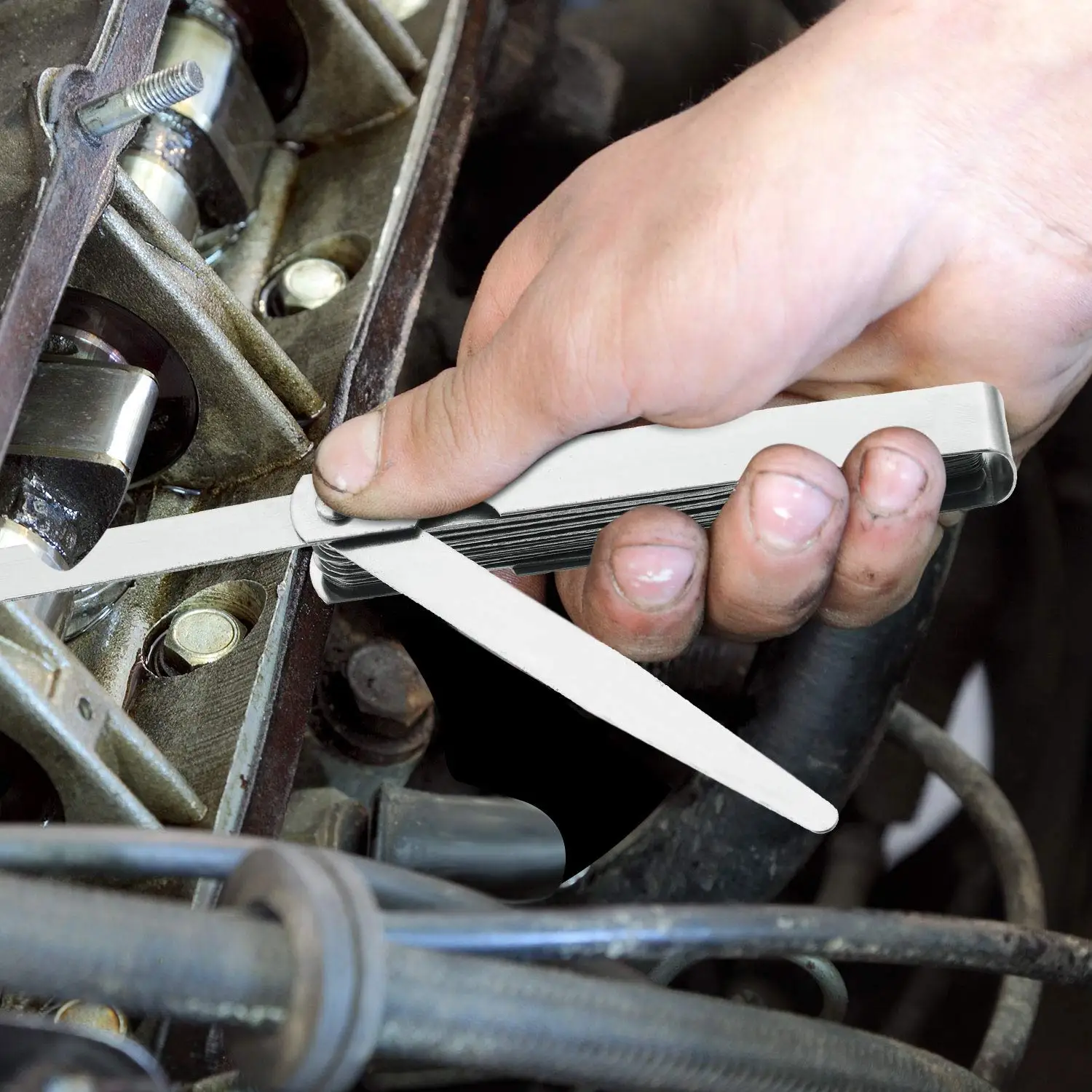 Spurtar 32 شفرات مقاييس المحسس 0.001-0.04 بوصة (0.03-1.00 مم) مجموعة قياس المحسس المدبب مقاييس سمك المعدن ذات علامة مزدوجة #6