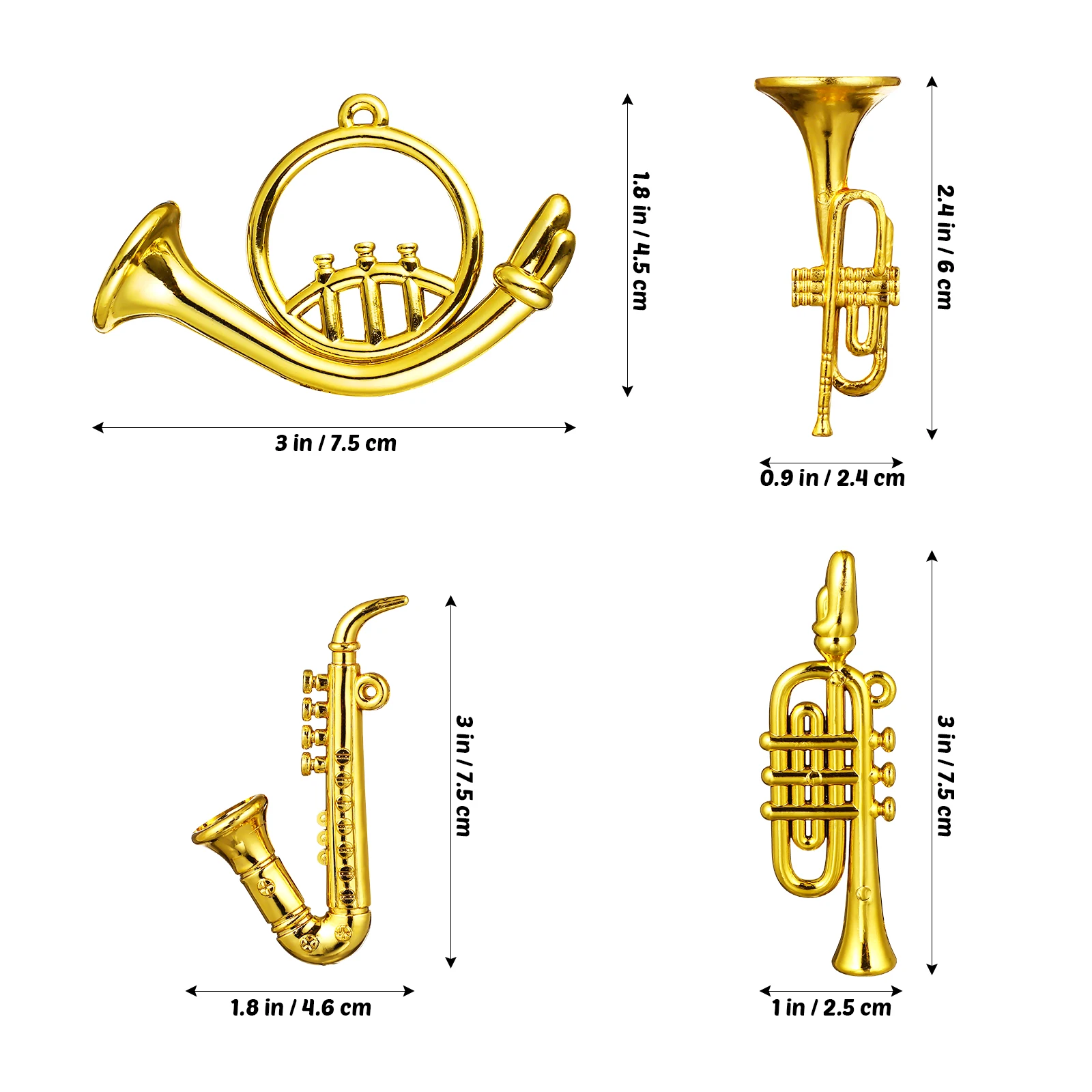 4pcs 1:6 Mini Plastic Musical Instruments Miniature Saxophone Trumpet Model Kidcraft Playset House Realistic Musical