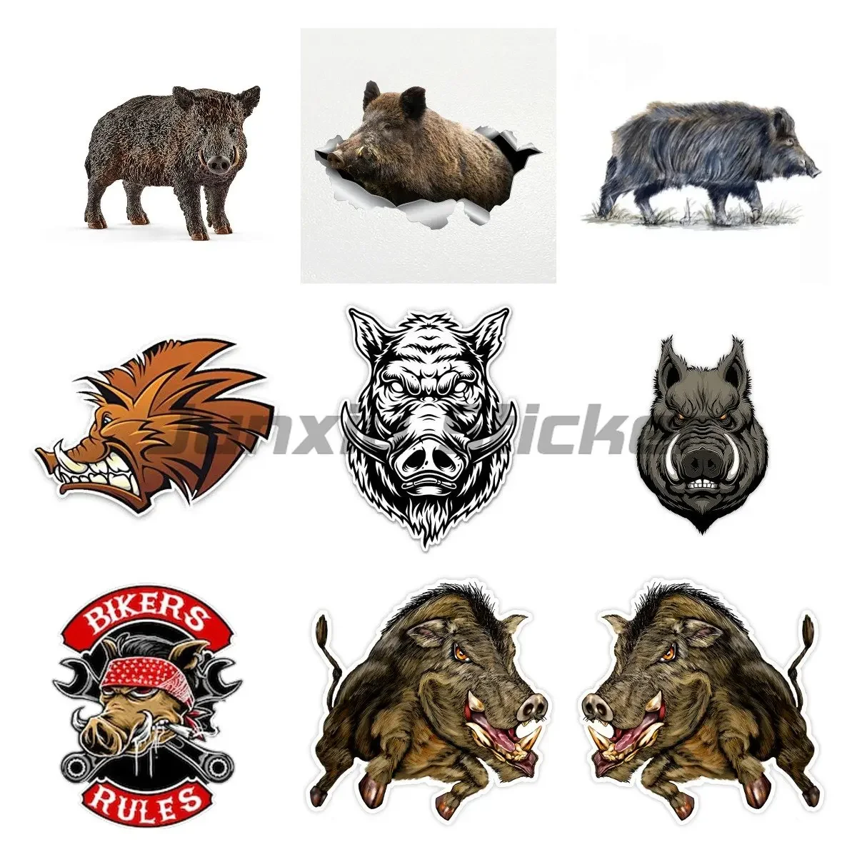 

Forest Animals Wild Boar Car Stickers Vinyl Waterproof Auto Decors on Bumper Rear Window Motorcycle Laptop
