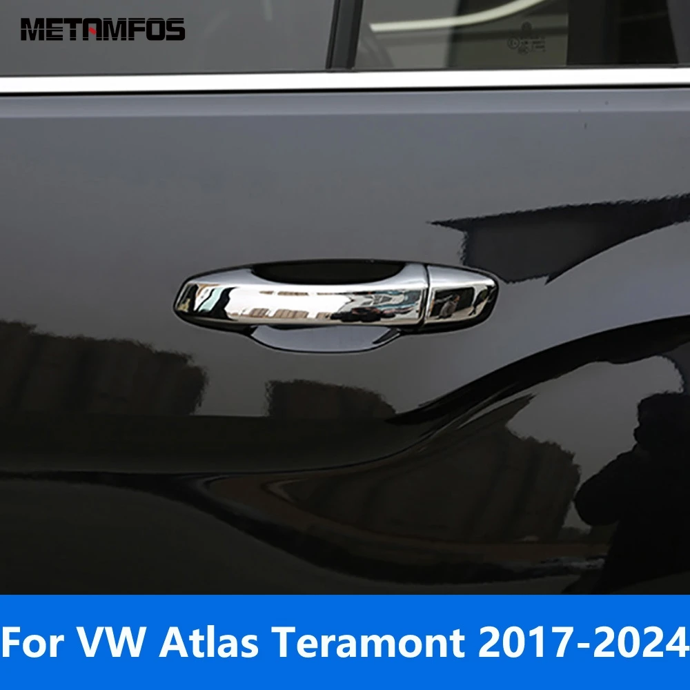 Car Accessories For Volkswagen VW Atlas Teramont 2017-2023 2024 Chrome Exterior Side Door Handle Catch Cover Trim Protection Cap