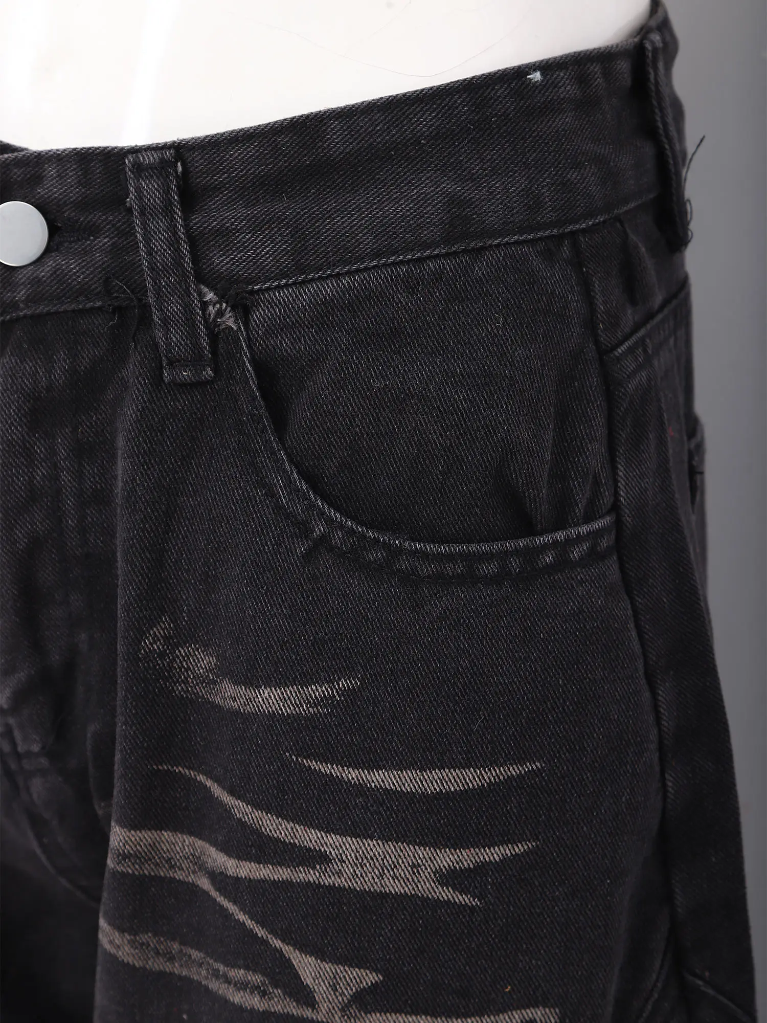 Calças Jeans Baggy Masculinas de Cintura Alta com Pernas Largas e Bolsos, Jeans Desgastados, Streetwear Y2K Feminino, Jeans Baggy Masculinos