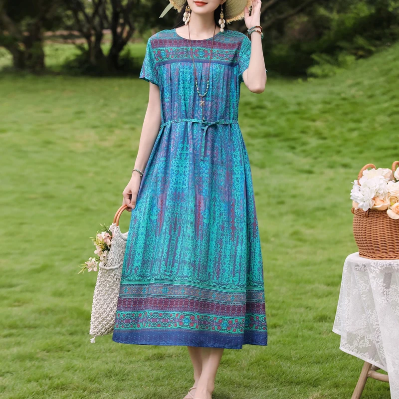 Blumen-Maxikleid, rückenfrei, Übergröße, Boho-Stil, Sommerkleid für Damen, elegant, mit großem Saum, Kurzarm, Damenbekleidung