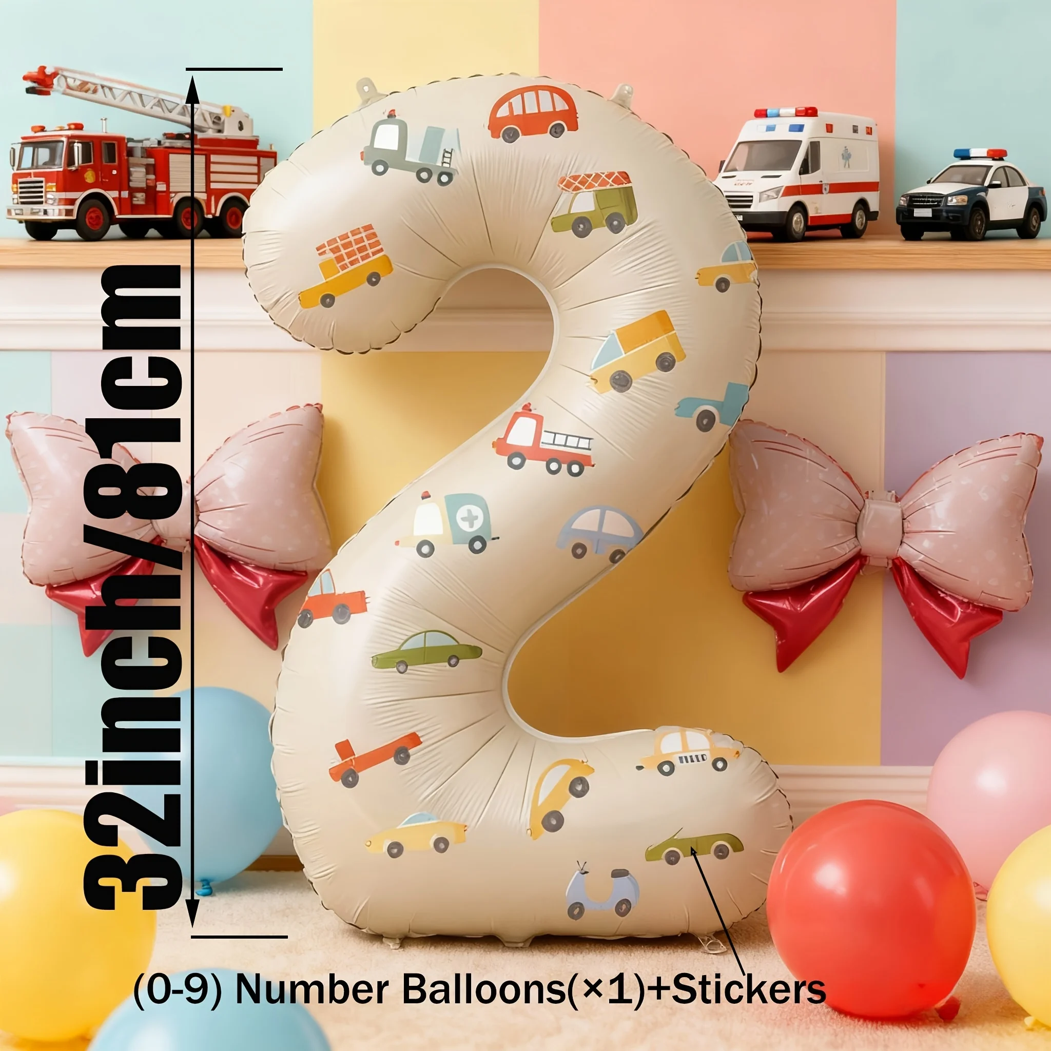 Car stickers paired with milk  - Heavy Equipment Birthday Theme review and price