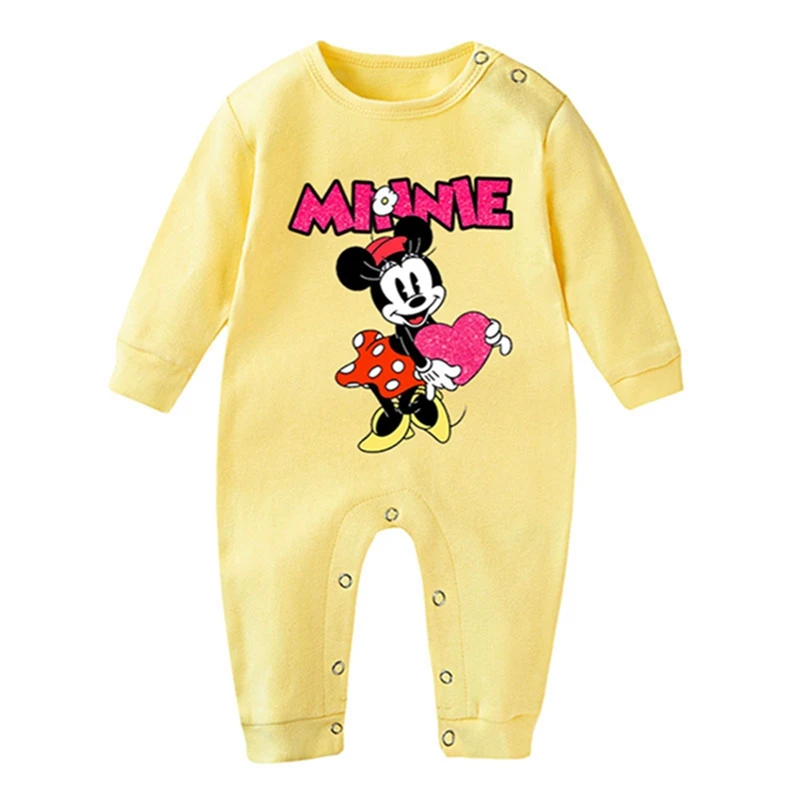 Baby Girls Rompers Cartoon Disney Minnie Mouse Newborn Baby Clothes Toddler Infant Cotton Clothes For Kids Boys Outfits Tops Red