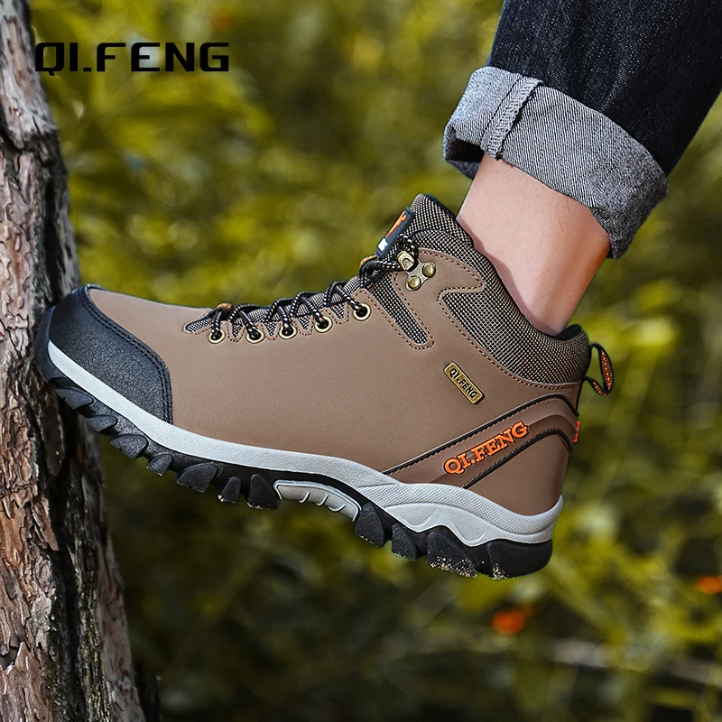 New Winter Men\'s Outdoor Hiking Boots Tourism Camping Sports Hunting Warm Footwear Fashion Large Anti Slip Durable Sports Shoes