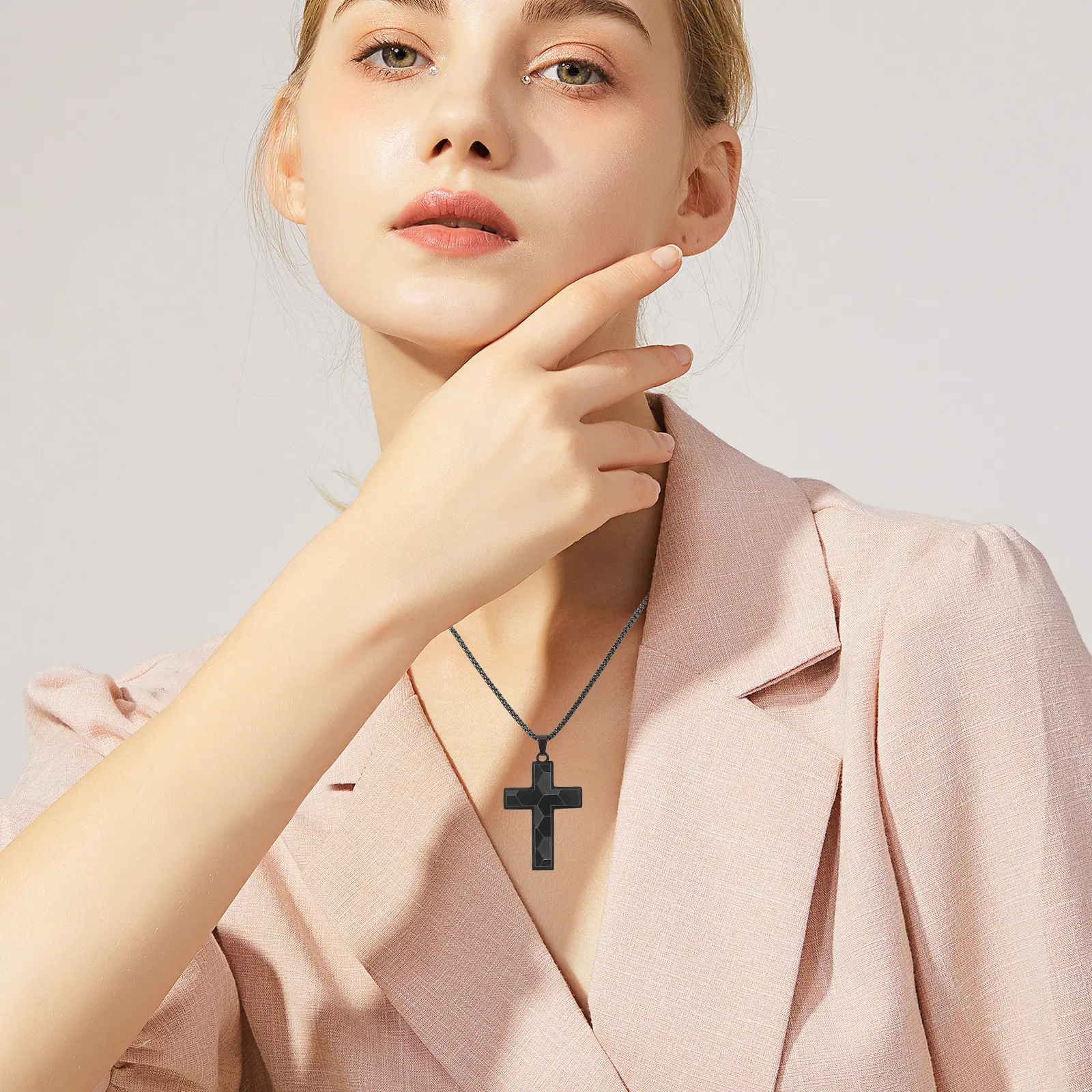 Soccer Crucifix Pendant with Bible Verse, Stainless Steel Football Religious Jewelry for Confirmation Communion