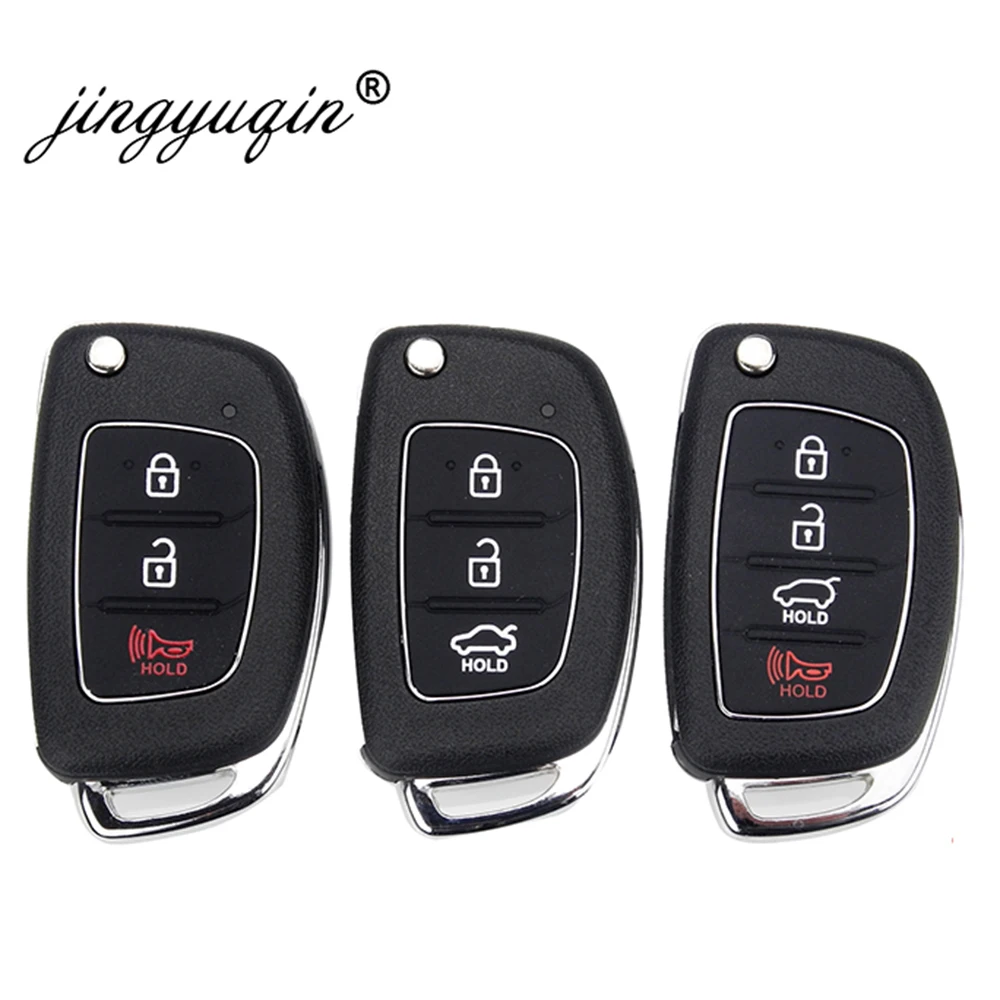 jingyuqin 3/4 Buttons Flip Folding Remote Key Fob Shell For Hyundai HB20 SANTA-FE IX35 IX45 Accent I40 TOY40 Key Case