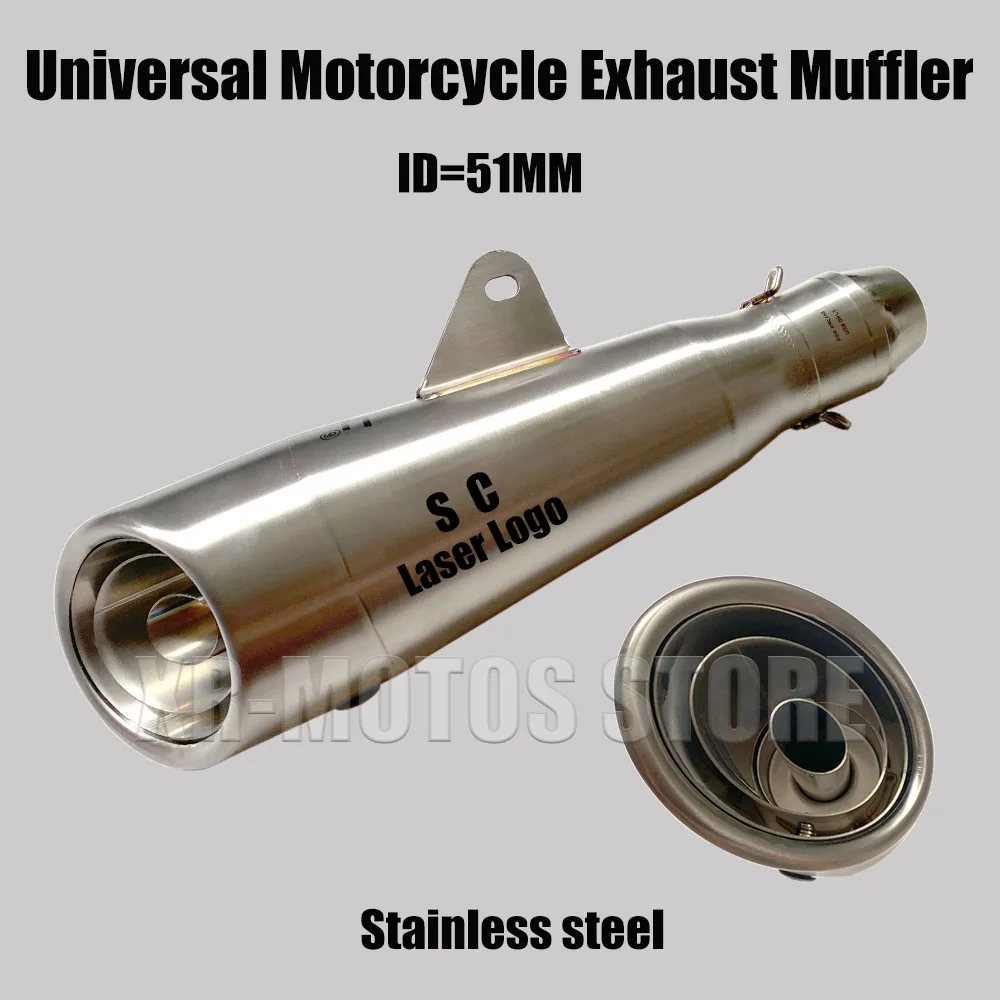 Universal 51MM Motorcycle sc Exhaust Muffler 3Layers Escape With Detachable DB-Killer For Gp Project Racing Exhaust Modify Parts