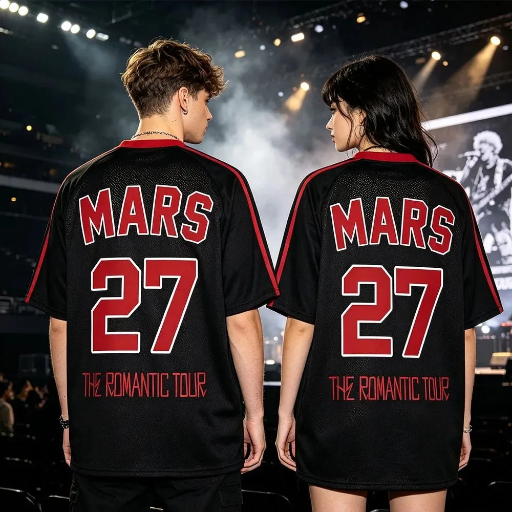 Men Women Clothing Bruno Mars The Romantic Tour Football Tee Short Sleeve Summer Casual T-shirt Graphic Print Streetwear
