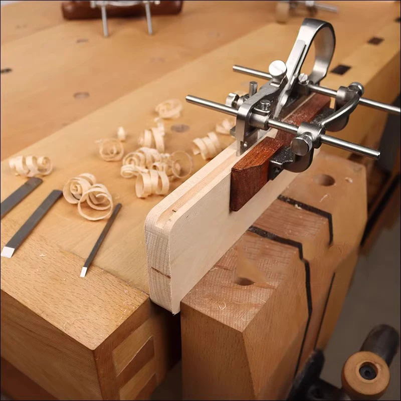 

Plough Hand Plane with 4 Blades 3mm, 6mm, 9mm and 12mm - Fine Woodworking Grooving Planer Walnut/Red rosewood