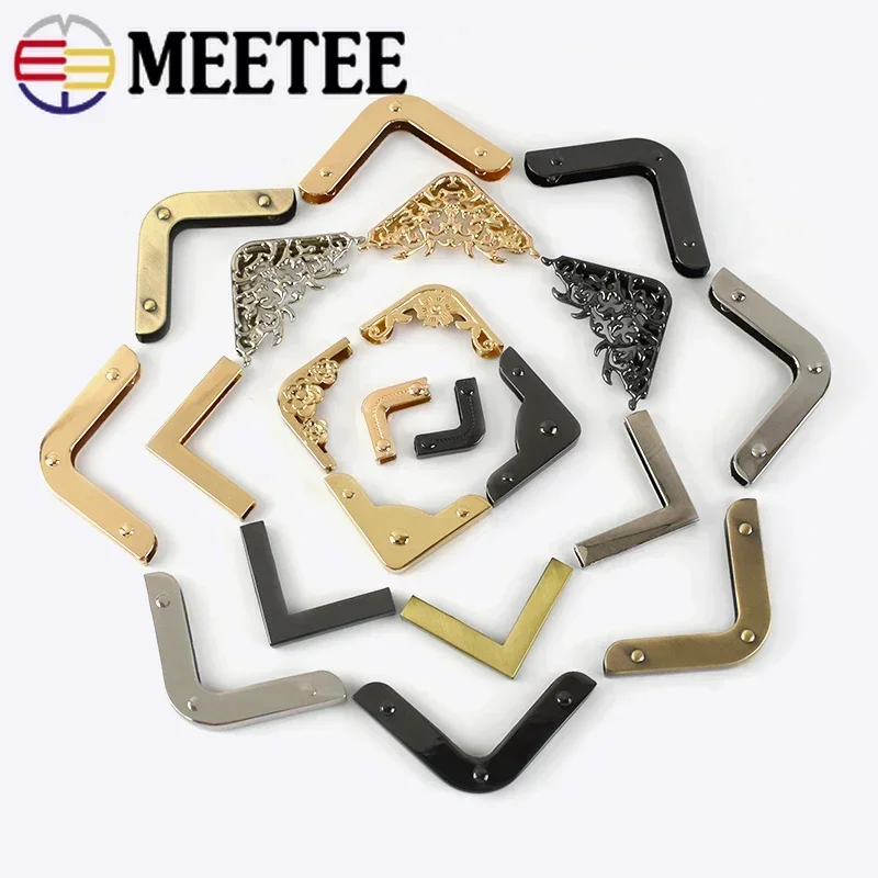 4/10Pcs Meetee 25-54mm Metal Protect Corner Bag Buckles Purse Book Decor End Clips Edge Banding DIY Crafts Hardware Accessories