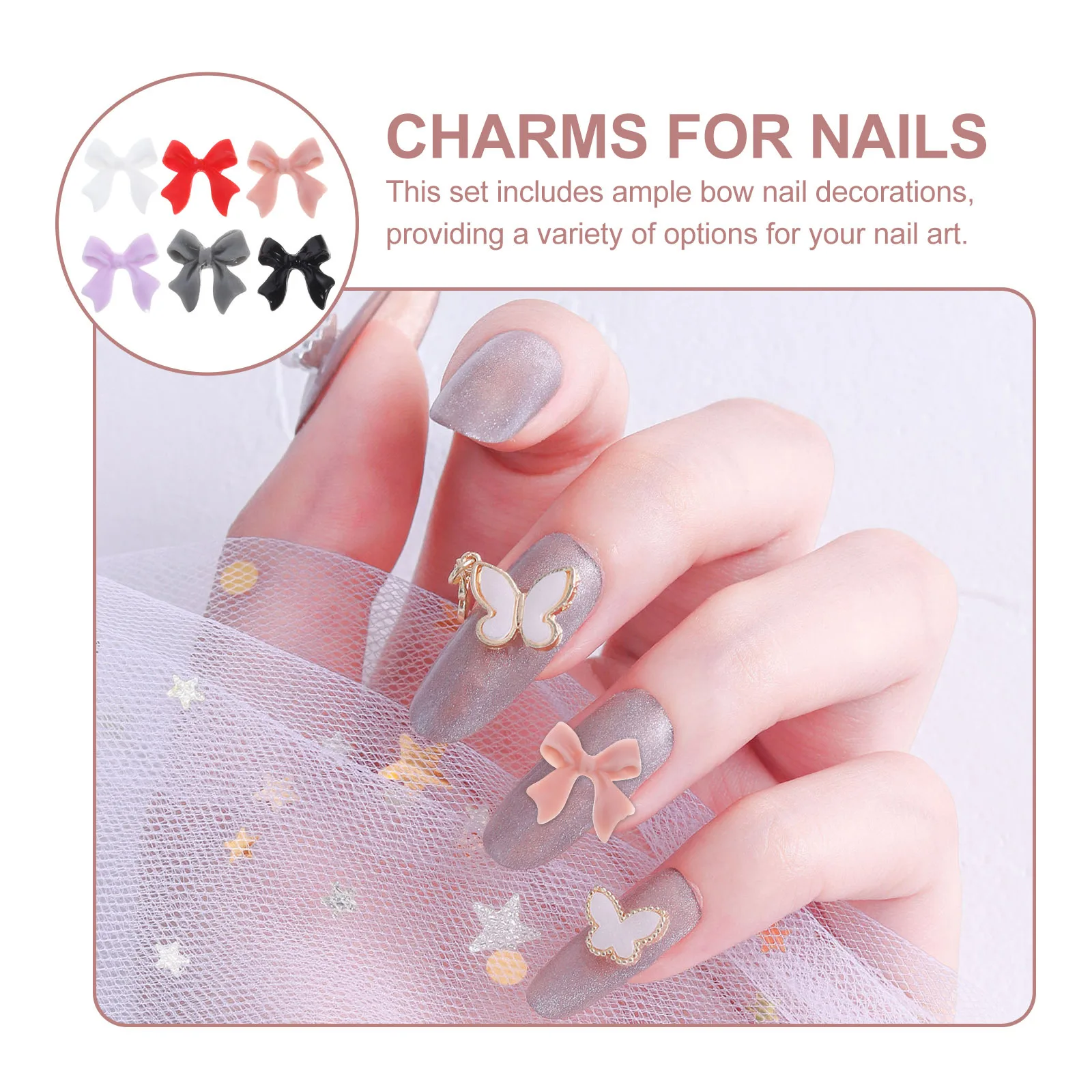 

60Pcs Bow Nail Decorations Eye-Catching Glamorous Additions for Acrylic Gel Nails Nail Charms for Acrylic Nails