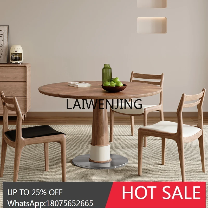 walnut pattern new dining table and chair combination negotiation table small apartment household small round table