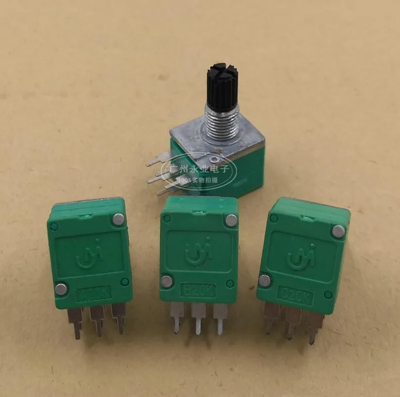 1 Piece WH130 12 Type Precision Double Potentiometer A20K B20K C20K Power Amplifier Audio Volume 6 Feet