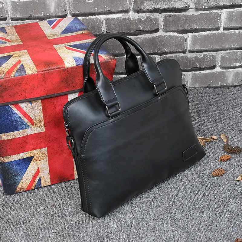 Executive Briefcase For Men PU Leather Laptop Office Executive Portfolio Vintage Handbag Tote Messenger Business Bag Documents