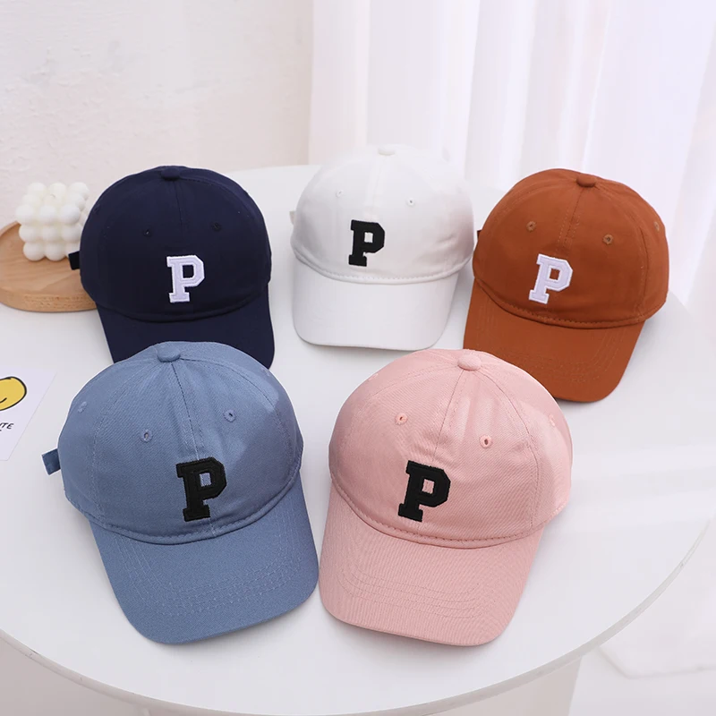 Doitbest Child Baseball Cap For Girl Boy Sunscreen Hats Summer Baby Casual Hip Hop Solid P D R Letter Kid Caps For 2 to 7 Years