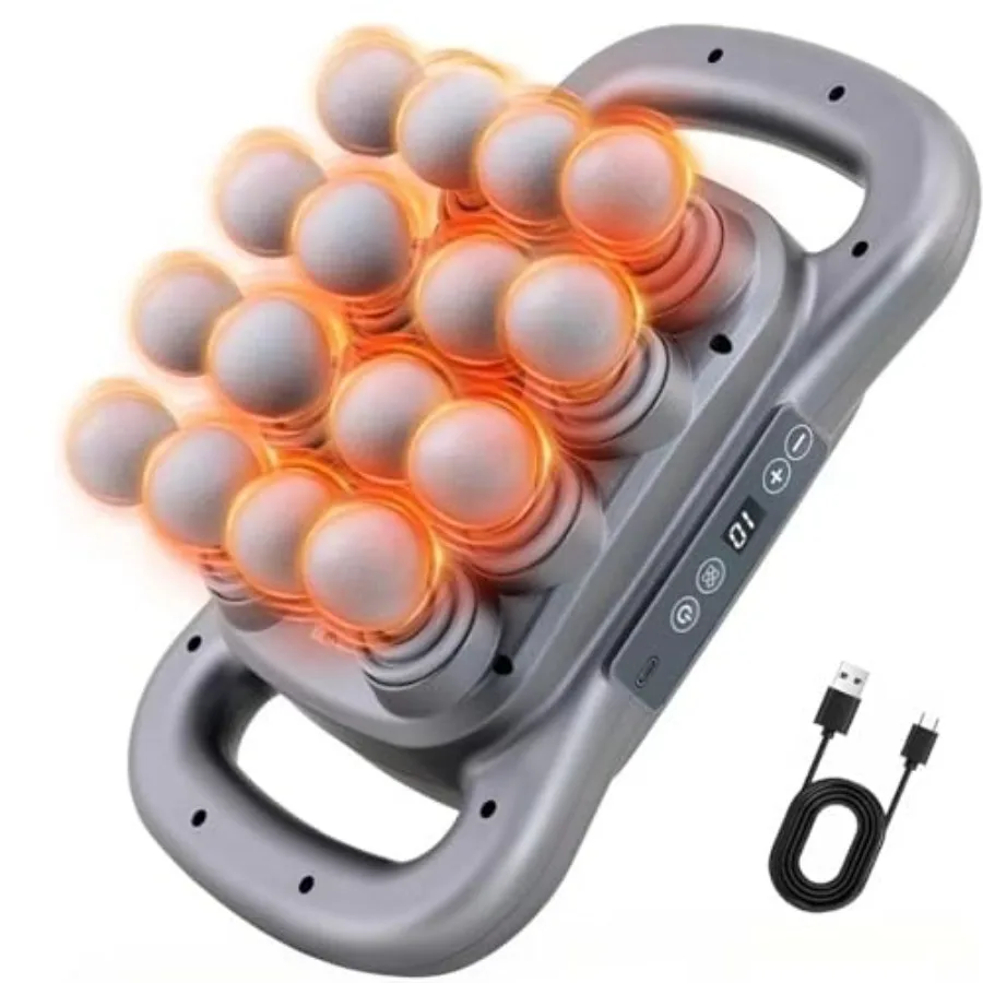 

Массажный пистолет с 16 насадками для глубокого массажа тканей, 9 режимов, 9 уровней интенсивности, для снятия боли в спине и шее