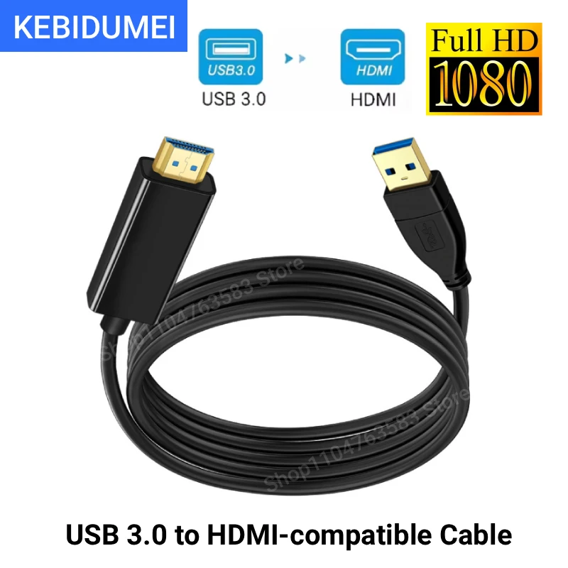 

USB 3.0 To HDMI-compatible Cable 1.8m 1080P HD Adapter Cable Computer Monitor Cable Converts USB To Hdmi For PC Laptop Projector