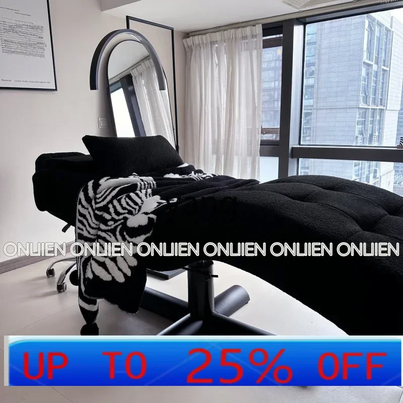 كرسي أريكة دوار لصالونات التجميل والأظافر بتصميم بسيط وحديث من Lmm، سرير رموش متعدد الزوايا