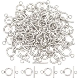50 Sets 304 Stainless Steel Ring Toggle Clasps IQ Toggle Clasps & Tbar Clasps Metal Material Ring Toggle Connectors for DIY