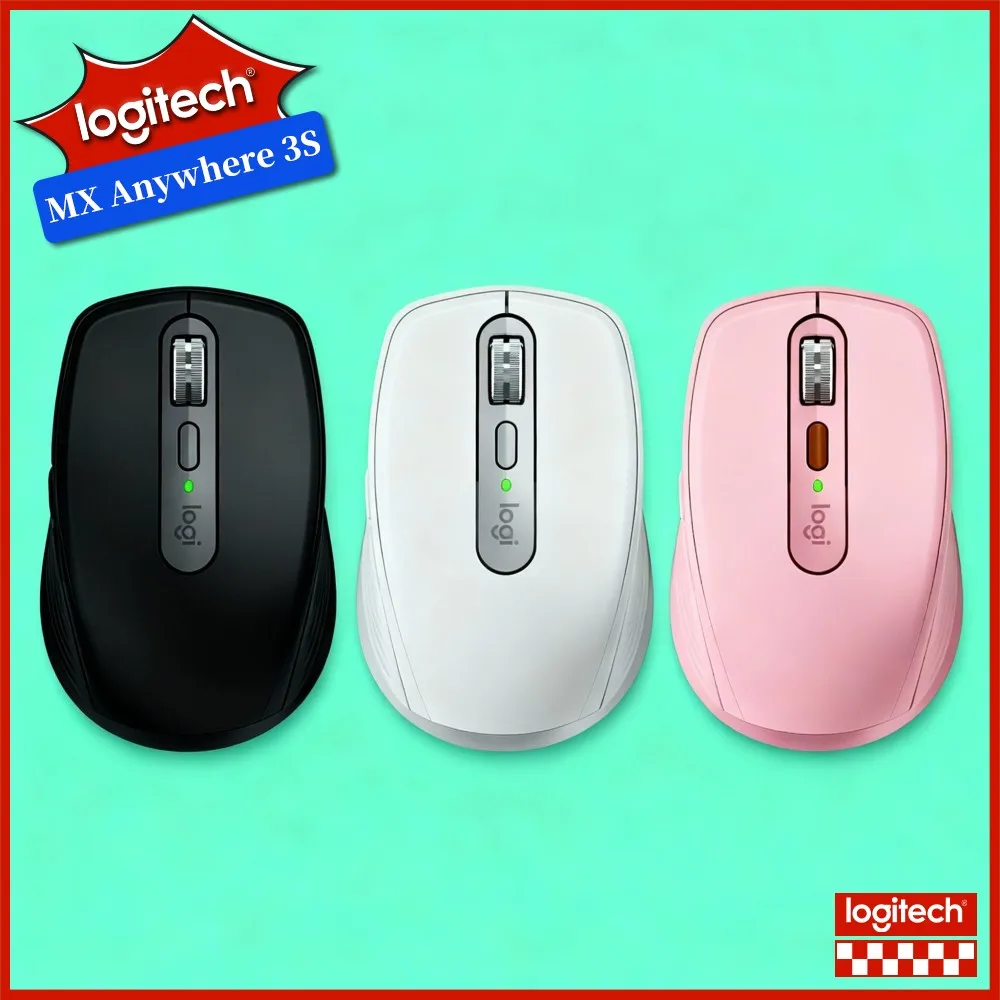 Compact Logitech MX Anywhere 3S - 8000 DPI, Magspeed Wheel, Quiet Clicks, 3-Device Bluetooth, USB-C Fast Charge