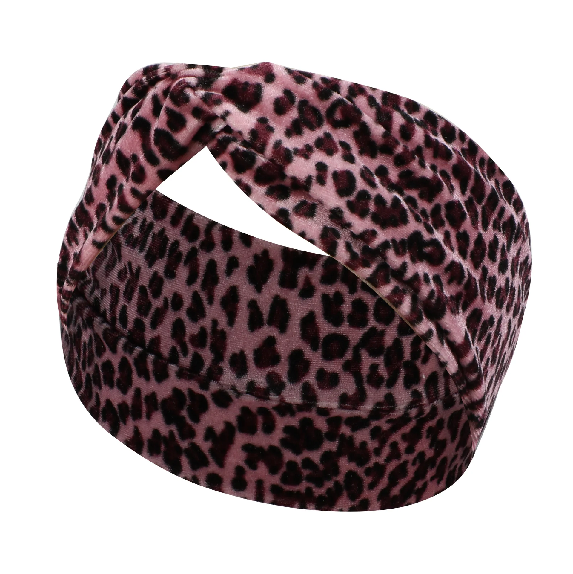 New Printed Wide Edge Cross Leopard Pattern Cross Hairband with Velvet Gold Plush Headband Sports Headband Winter