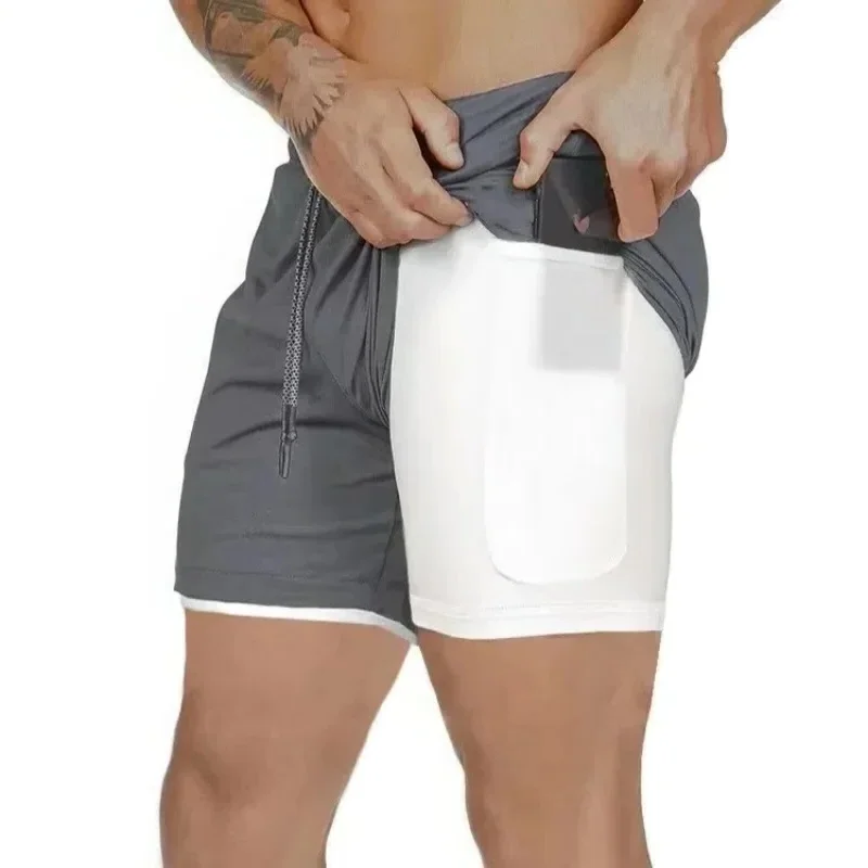 New Men Double-layer Sport Shorts Summer Male Breathable Tennis Shorts Quick-Drying Badminton Trousers Outdoor Running Sportwear