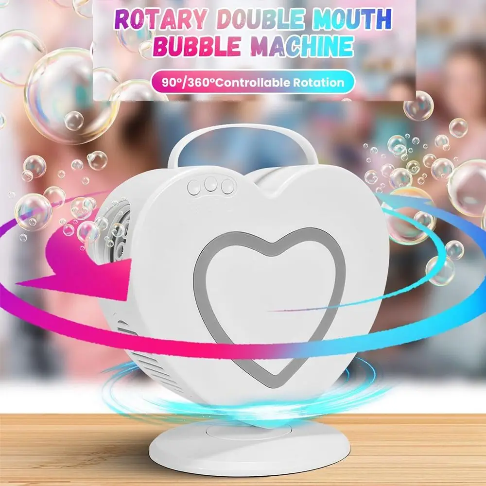 リモートバブルマシン デュアルポートバブルマシン 90 ° /360 ° 回転バブルブロワー 子供用幼児用のアップグレードされた自動バブルブロワー