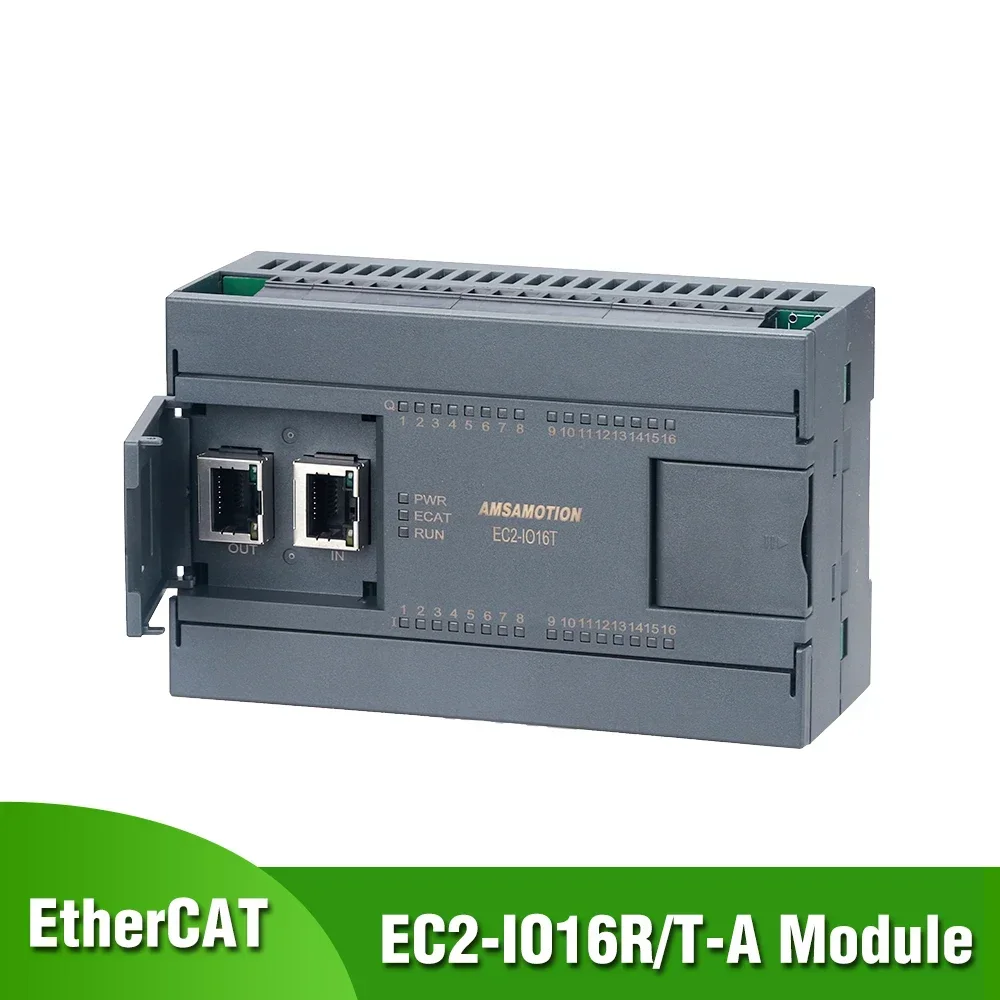 EtherCAT to Ethernet Remote IO Bus Module Digital 16I 16O Relay Transistor 2 RJ45 EC2-IO16T EC2-IO16R