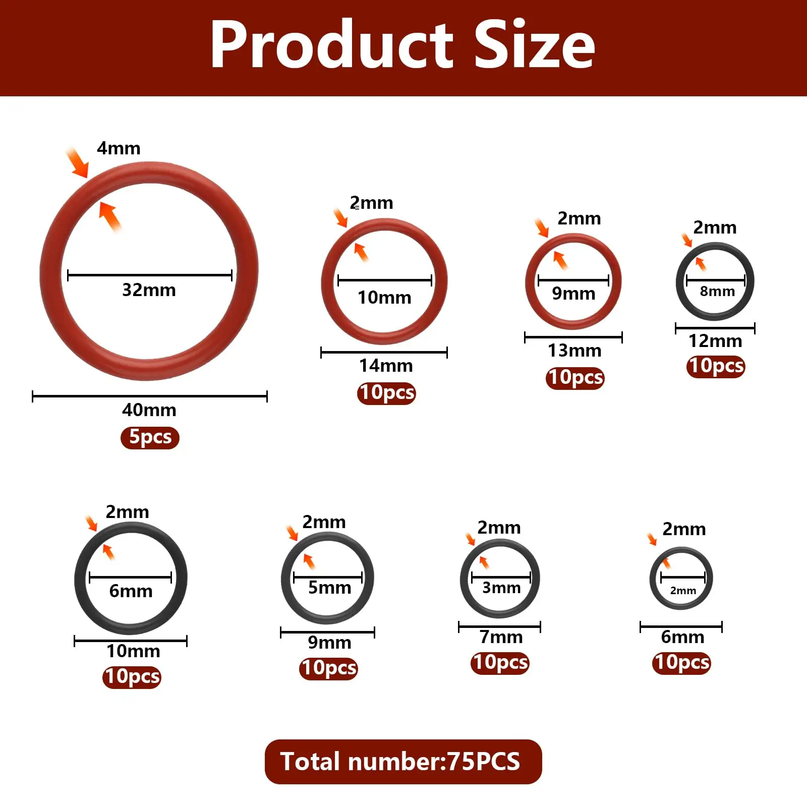 طقم ختم سيليكون مكون من 75 قطعة لماكينات القهوة فيليبس/سايكو/جاجيا/سبيديم - مجموعة تخمير وحلقات على شكل حرف O للصمام #2