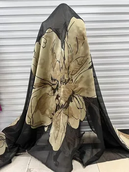 5 Yards Orange Jacquard Lace High Quality Damask Gilding Lace 2024 Nigerian Organza Tulle Lace Fabric For Wedding Dress KB4335