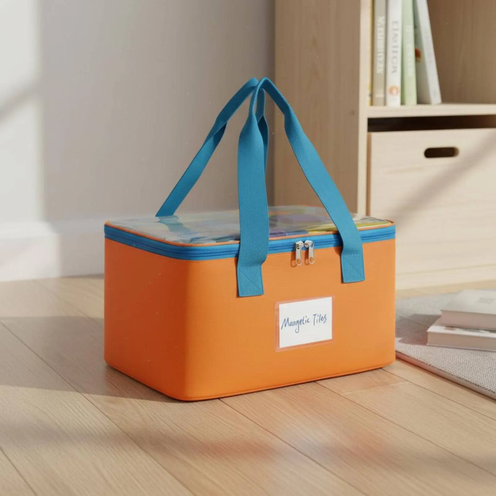 4 Pieces Toy Storage Bag Large Capacity Portable Construction Piece Organizer Zippered Play Bin Space Saving for Playroom view 6