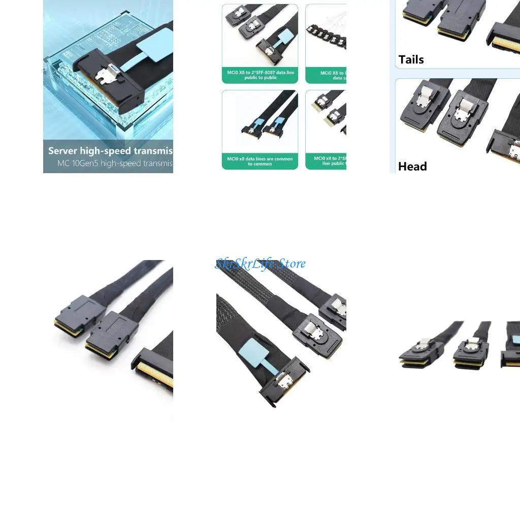 

E65E MCIO 8i 74P To 2xSFF 8087 Server Cable PCIE5.0 MCIO 8i 74Pin Male Cable