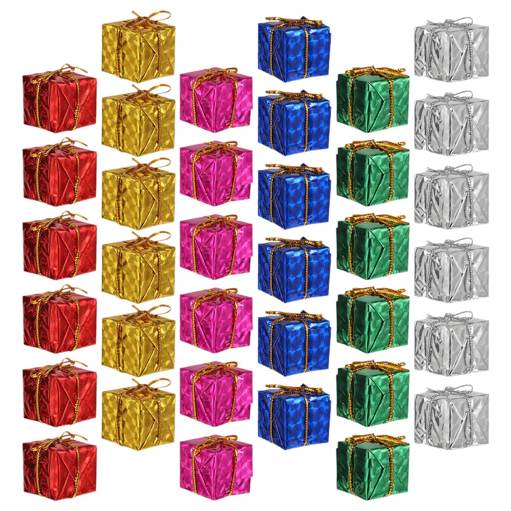 

36Pcs Xmas Pendant Mini Gift Boxes Christmas Tree Ornaments Foil Wrapped Easy to Suspend Mini Gift Boxes Xmas Tree Ornament