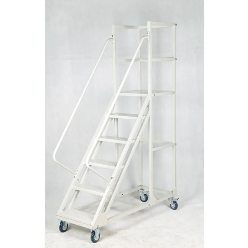 Mobile climbing ladder warehouse lift with wheels supermarket stacking aluminum alloy platform ladder