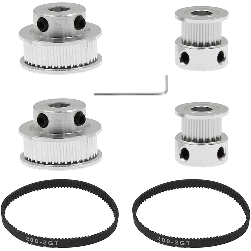 2 Sets GT2 Timing Belt Idler Pulley Aluminum Synchronous Wheel Kit For 3D Printer CNC Mechanical Drive