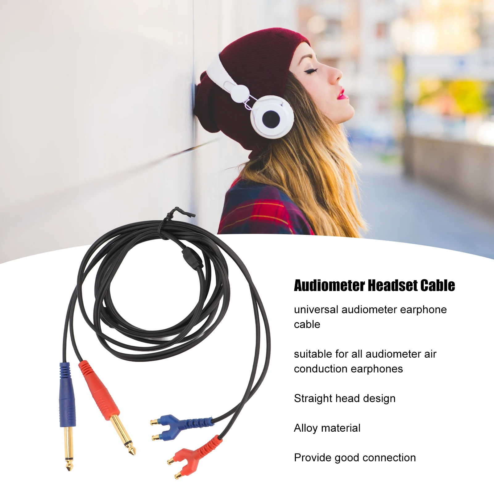 Audiometer Headphone Cable TDH39 Audiometer Headset Wire Straight Head Stable  Air Conduction Headphone Cable