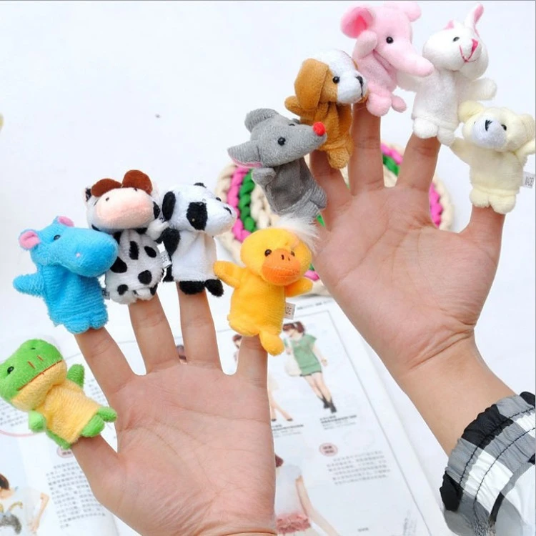 7cm dieci stili in un Set piccoli animali Kawaii morbido peluche burattino da dito Panda rana orso bambino elefante topo bambola divertente giocattoli per bambini