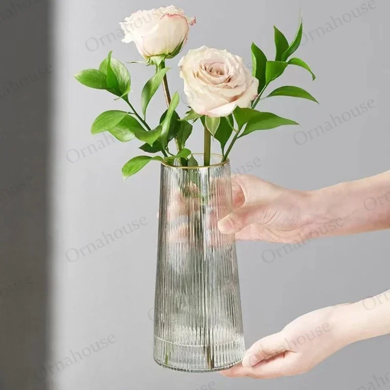 Nordic Glass Vase for Decoration, Creative, Transparent, Minimalist, Minimalist, Ceramic, Flower Vases