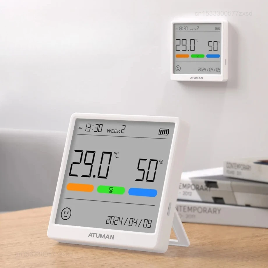 DUKA THSE Misuratore di umidità della temperatura Orologio da interno Sensore di stazioni meteorologiche digitali ad alta precisione per la casa Tipo-C ricaricabile