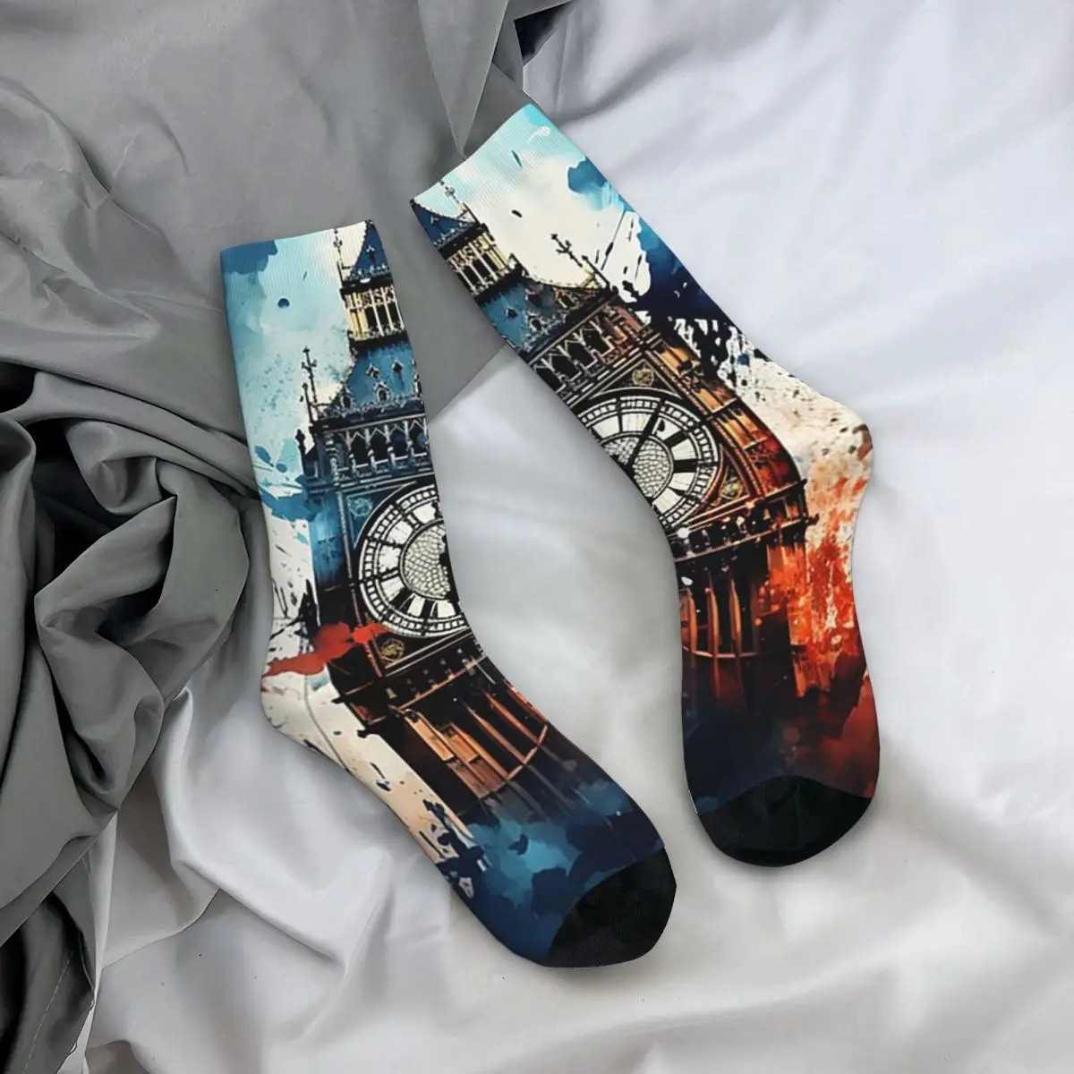 

Носки на все случаи жизни с художественным рисунком Лондона и Биг-Беном, забавные длинные носки для мужчин и женщин, подарки на День святого Валентина