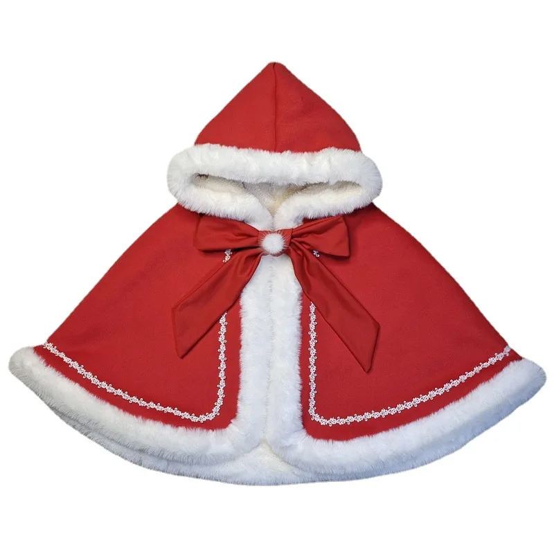 Winter Coat Christmas Costume Queen Princess Red Cloak Baby Girls Cape Newborn Thickened Clothes Children Jacket Kids Outerwear