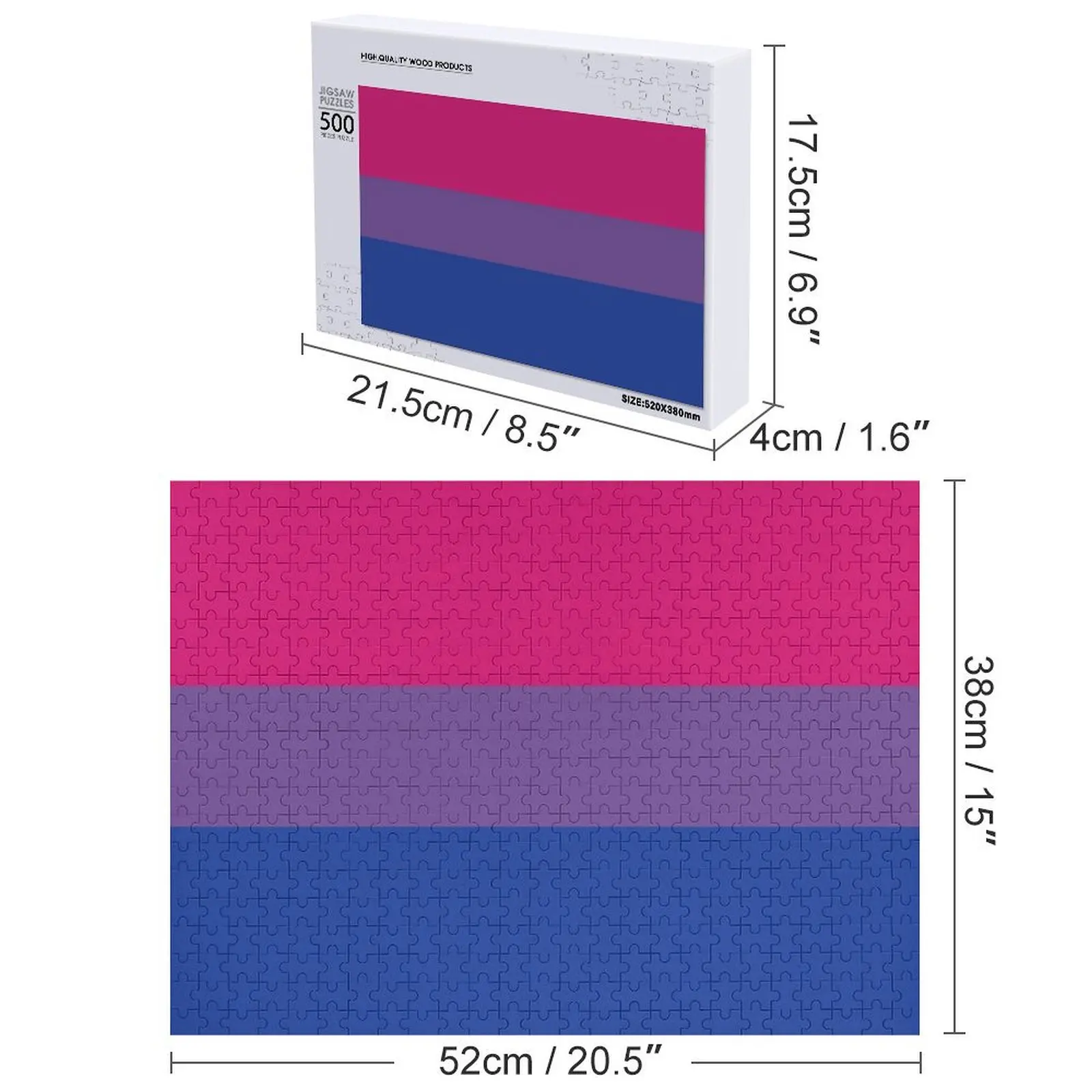 Puzzle drapeau bisexuel, jouets personnalisés, Photo en bois, jeu personnalisé pour enfants, cadeau pour enfant