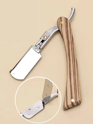 Barbershop Manual Shaver Straight Edge Stainless Steel Sharp Barber Razor Solid Wood Folding Shaving Beard Trimmer Cutter Tool