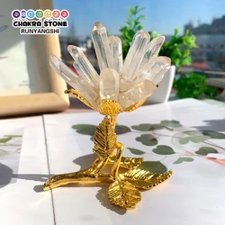 Natural Clear Quartz Energy Gemstone Crystal Flower Hand Carved Reiki Healing Stones For Home Decoration