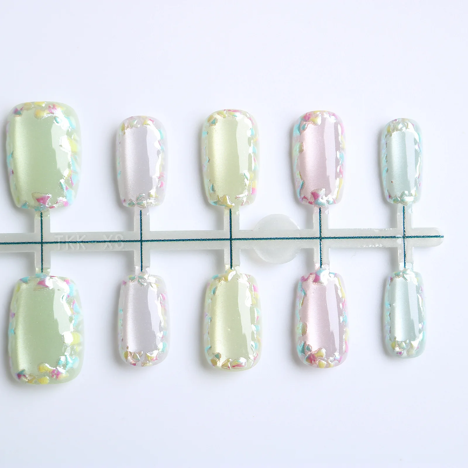10pcs Summer Colorful Flowers Fake Nails Cat Eye Press On Reusable Cute Decorated Short Korean False Nails Tips For Girl Woman