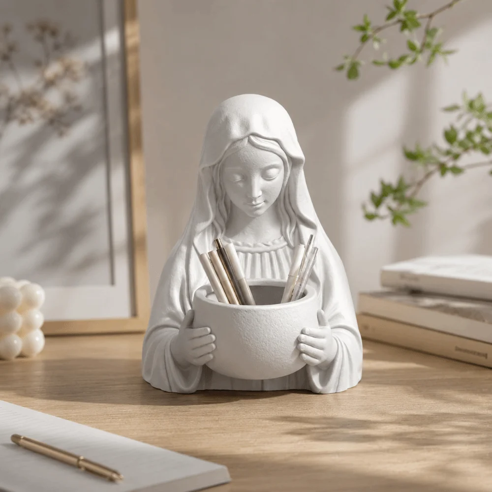 3D Printed Flower Pot DIY Prayer Sculpture Decor Pray Girl Statue Jewelry Holder Desktop Ornaments Office Decoration