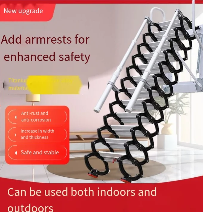Invisible Folding Multifunctional Ladder, Telescopic Aluminum Alloy Stairs, Thickened Home Outdoor Indoor Furniture