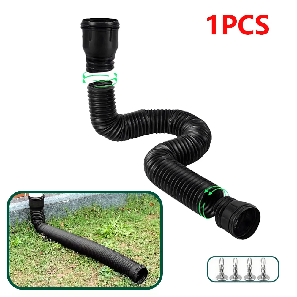1pc Flexible PE Extendable Downspout Extender Rain Gutter Drainage Extension Pipe for Outdoor Villa Round Downspouts Extendable